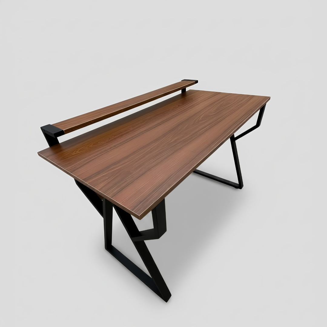 Bureau moderne Noyer au design géométrique unique – en bois MDF solide