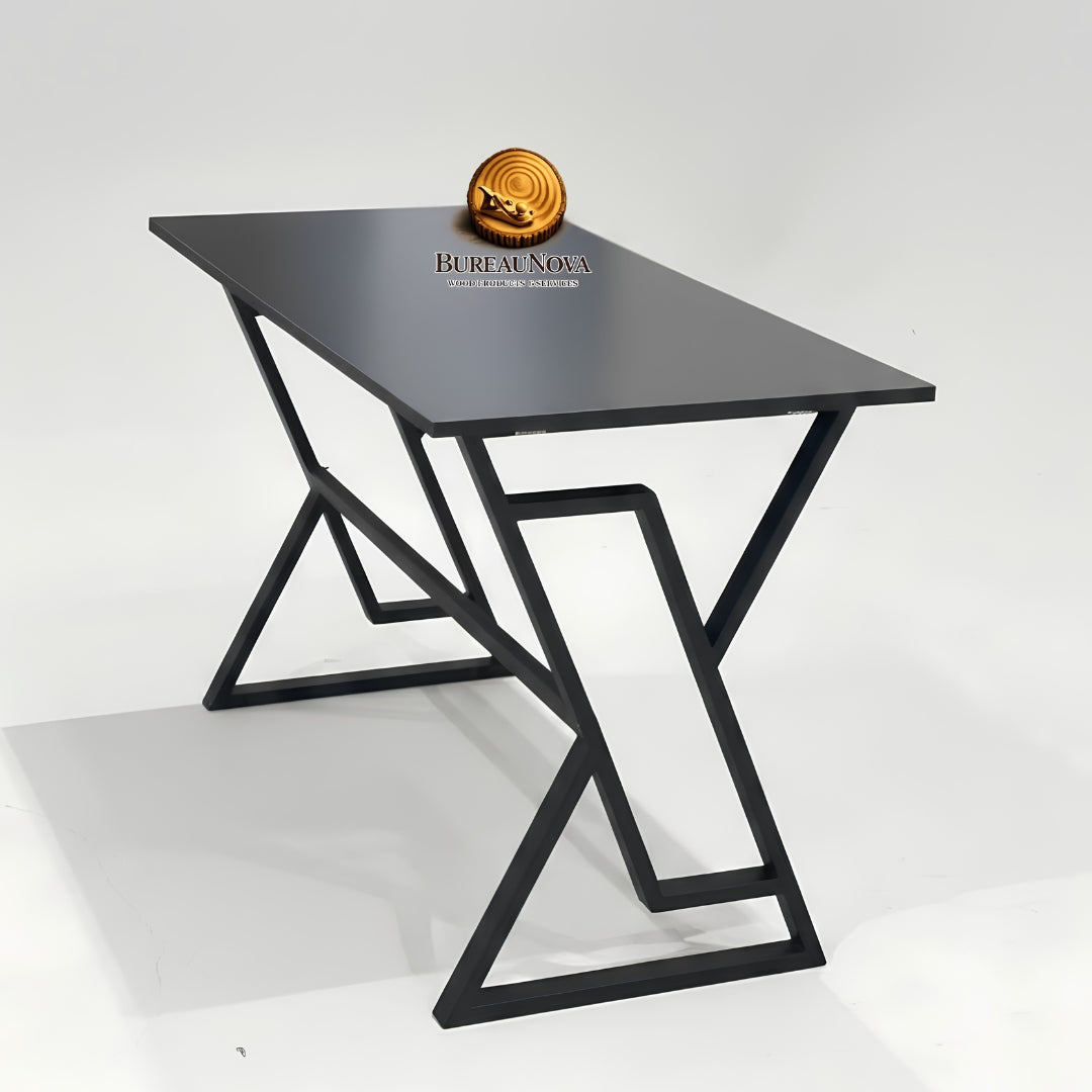 Bureau moderne noir au design géométrique unique – en bois MDF solide