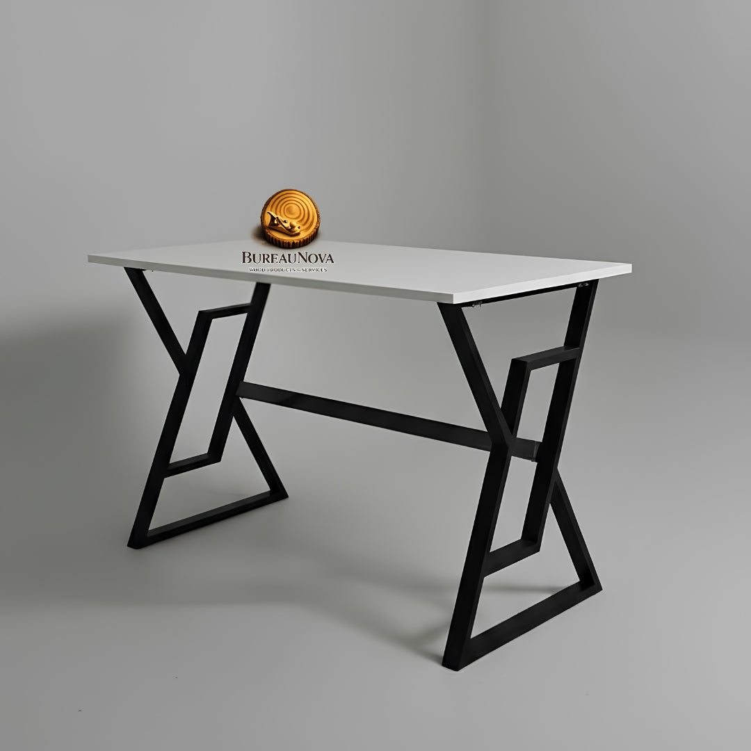 Bureau moderne blanc au design géométrique unique – en bois MDF solide